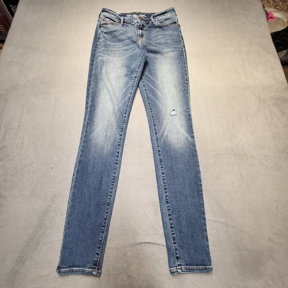 Old Navy Jeans Womans 8 Blue Rockstar Mid Rise Skinny Distressed Stretch Denim‎